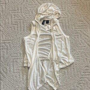 NWT Hooded Sleeveless Cardigan y2k inspired lace detail Small